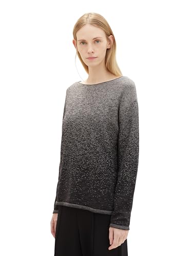 TOM TAILOR Damen Strickpullover mit Farbverlauf, black degrade design, XXS von TOM TAILOR