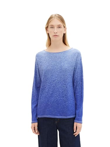 TOM TAILOR Damen Strickpullover mit Farbverlauf, blue degrade design, XXS von TOM TAILOR