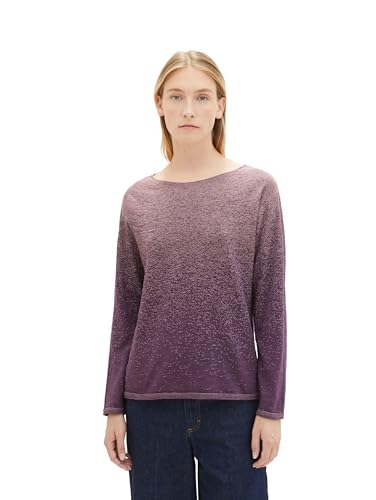 TOM TAILOR Damen Strickpullover mit Farbverlauf, lilac degrade design, M von TOM TAILOR