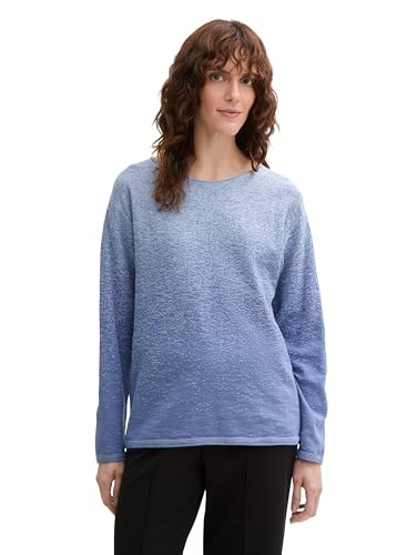 TOM TAILOR Damen Strickpullover mit Farbverlauf aus Bio-Baumwolle, 36580 - Blue Degrade Design, L von TOM TAILOR