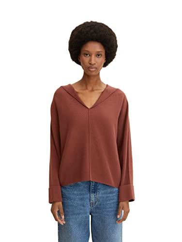 TOM TAILOR Damen Strickpullover mit Kapuze 1032625, 30041 - Grounded Brown, S von TOM TAILOR