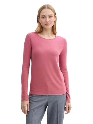 TOM TAILOR Damen Strickpullover mit Rundhals, 21181 - Wine Rose Pink, L von TOM TAILOR