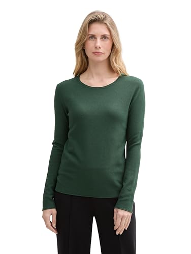 TOM TAILOR Damen Strickpullover mit Rundhals, 30024 - Explorer Green, M von TOM TAILOR