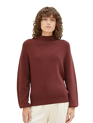 TOM TAILOR Damen Strickpullover mit Stehkragen, raisin, XXXL von TOM TAILOR