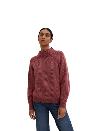 TOM TAILOR Damen Strickpullover mit Stehlragen 1034055, 13051 - Port Red, 3XL von TOM TAILOR