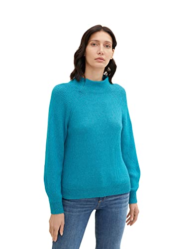 TOM TAILOR Damen Strickpullover mit Stehlragen 1034055, 13222 - Pastel Teal, XS von TOM TAILOR