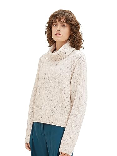 TOM TAILOR Damen Strickpullover mit Struktur, beige nep yarn, M von TOM TAILOR