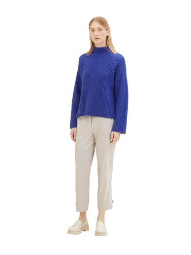 TOM TAILOR Damen Strickpullover mit Struktur, crest blue melange, L von TOM TAILOR