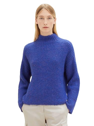 TOM TAILOR Damen Strickpullover mit Struktur, crest blue melange, XL von TOM TAILOR