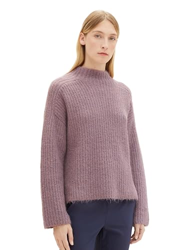 TOM TAILOR Damen Strickpullover mit Struktur, dusty lilac melange, L von TOM TAILOR
