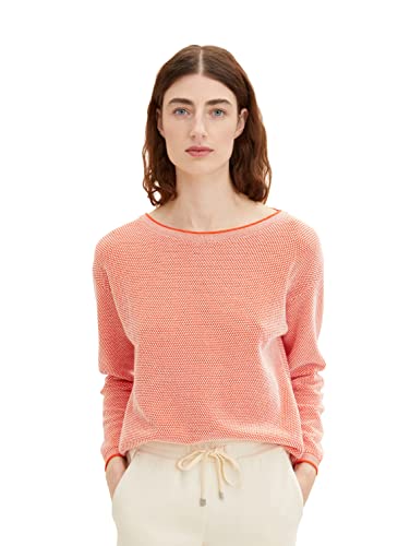 TOM TAILOR Damen Strickpullover aus Bio-Baumwolle, 31310 - Red Bubble Structure, XXXL von TOM TAILOR