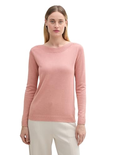 TOM TAILOR Damen Strickpullover mit U-Boot-Ausschnitt, 24560 - Blush Rose Melange, L von TOM TAILOR