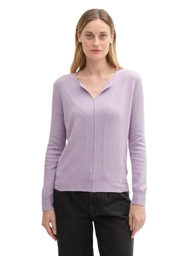 TOM TAILOR Damen Strickpullover mit Wollanteil, 33805 - Soft Lavender Melange, L von TOM TAILOR