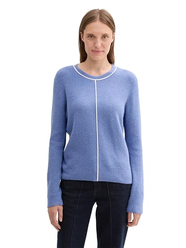 TOM TAILOR Damen Strickpullover mit Ziernaht, 36521 - Colony Blue Melange, S von TOM TAILOR