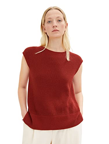 TOM TAILOR Damen 1034462 Strickpullover ohne Ärmel, 27470 - Dark Maroon Red, L von TOM TAILOR