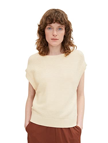 TOM TAILOR Damen Strickpullover ohne Arm 1032601, 28130 - Soft Buttercream, L von TOM TAILOR