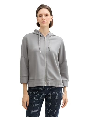 TOM TAILOR Damen Sweatjacke mit Kapuze,10921 - Explicit Grey, M von TOM TAILOR
