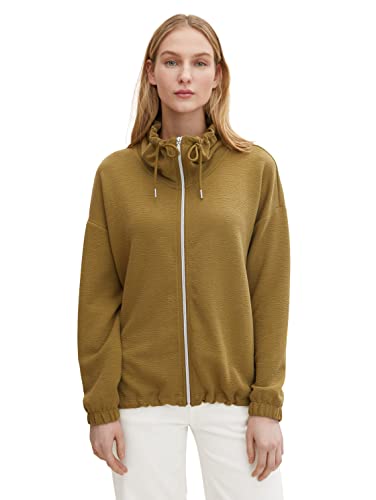 TOM TAILOR Damen Sweatjacke mit Kordeldetail 1030510, 28866 - Strong Olive, L von TOM TAILOR