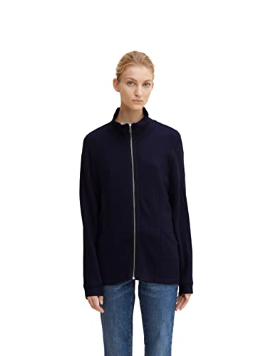 TOM TAILOR Damen Sweatjacke mit Taschen 1033594, 30025 - Navy Midnight Blue, L von TOM TAILOR