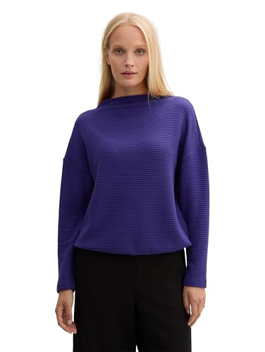 TOM TAILOR Damen Sweatshirt mit Gummizug am Saum, 36518 - Cosmic Violet, L von TOM TAILOR