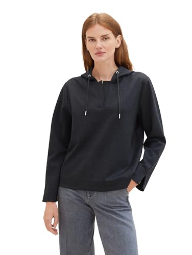 TOM TAILOR Damen Sweatshirt mit Kapuze, black glen check ck, M von TOM TAILOR