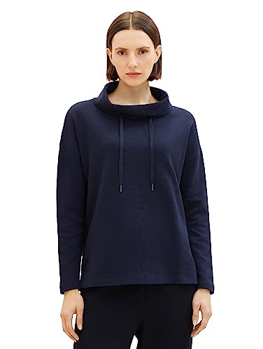 TOM TAILOR Damen 1038878 Sweatshirt mit Schalkragen, 10668-sky Captain Blue, XXL von TOM TAILOR