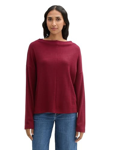 TOM TAILOR Damen Sweatshirt mit Stehkragen, 35930 - Deep Red, XL von TOM TAILOR