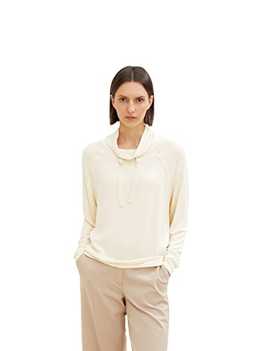 TOM TAILOR Damen Sweatshirt mit Stehkragen 1034164, 28130 - Soft Buttercream, XL von TOM TAILOR