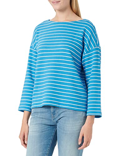 TOM TAILOR Damen Sweatshirt mit Streifen 1032595, 30151 - Blue Offwhite Stripe, S von TOM TAILOR