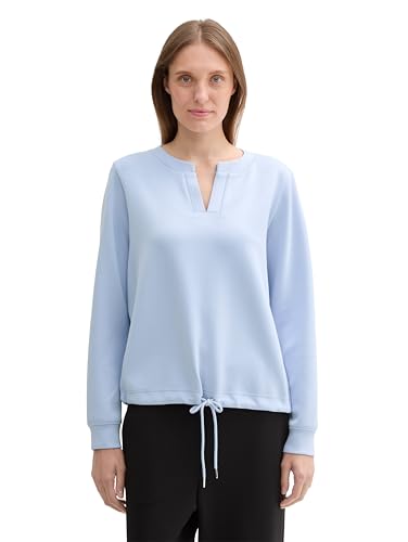 TOM TAILOR Damen Sweatshirt mit V-Ausschnitt, 11270 - Kentucky Blue, L von TOM TAILOR