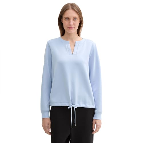 TOM TAILOR Damen Sweatshirt mit V-Ausschnitt, 11270 - Kentucky Blue, M von TOM TAILOR