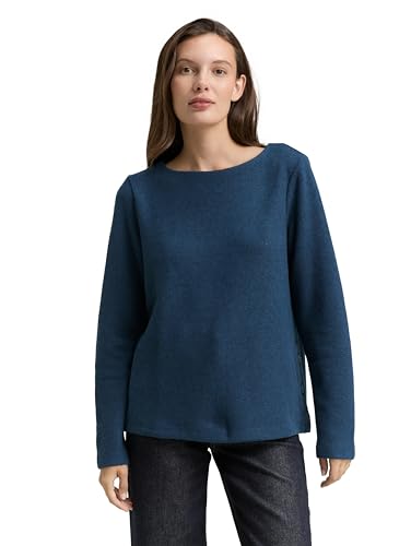 TOM TAILOR Damen 1043168 Sweatshirt, 38879 - Dark Petrol Melange, XS EU von TOM TAILOR