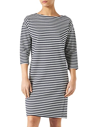 TOM TAILOR Damen Sweatshirtkleid mit Struktur 1030245, 29275 - Navy White Structure Stripe, 40 von TOM TAILOR