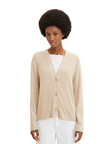 TOM TAILOR Damen T-Shirt Cardigan 1032743, 30263 - Soft Light Camel Melange, XXL von TOM TAILOR