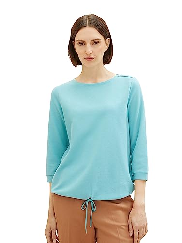 TOM TAILOR Damen 1038032 T-Shirt mit 3/4-Arm, 10426-Summer Teal, S von TOM TAILOR