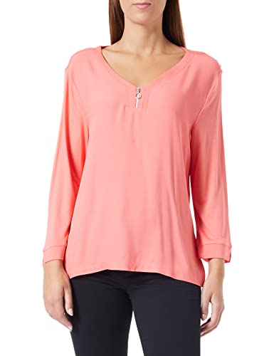 TOM TAILOR Damen T-Shirt mit Reißverschluss 1032747, 12230 - Smooth Papaya Red, XL von TOM TAILOR