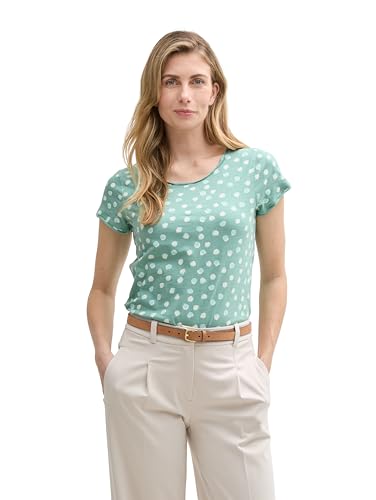 TOM TAILOR Damen 1047058 T-Shirt, 37822-Green Blue Dots, XS von TOM TAILOR