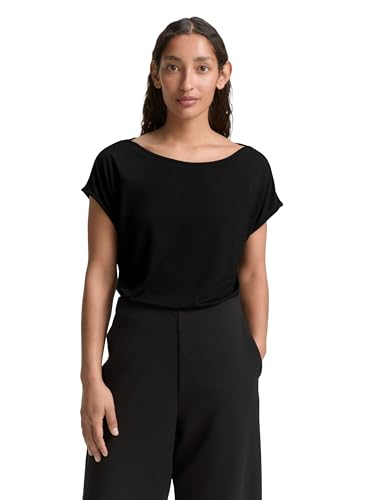 TOM TAILOR Damen 1046431 T-Shirt, 14482-Deep Black, XXL von TOM TAILOR