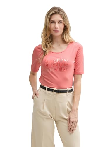 TOM TAILOR Damen 1047062 T-Shirt, 14980-Rosewood Pink, XL von TOM TAILOR