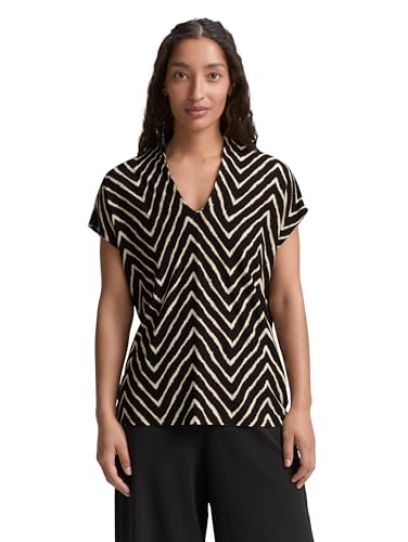 TOM TAILOR Damen 1047065 T-Shirt, 38779-Black Zig Zag Design, M von TOM TAILOR