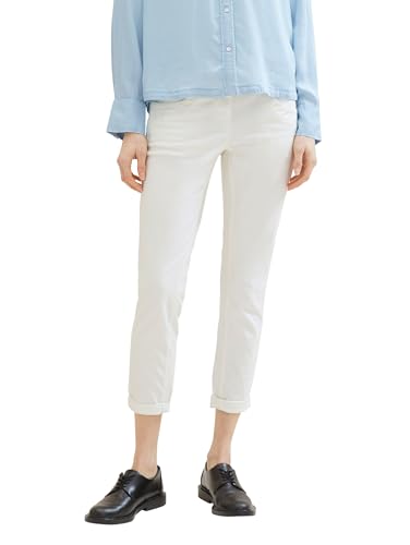 TOM TAILOR Damen Tapered Relaxed Hosemit Kordelzug , Whisper White, 38/28 von TOM TAILOR