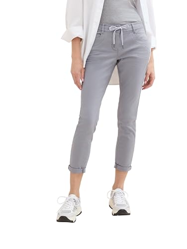 TOM TAILOR Damen Tapered Relaxed Hosemit Kordelzug , Explicit Grey, 40/28 von TOM TAILOR