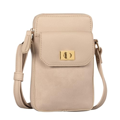 TOM TAILOR Denim Taya Damen Handytasche Umhängetasche Mittelgroß Beige von TOM TAILOR Denim