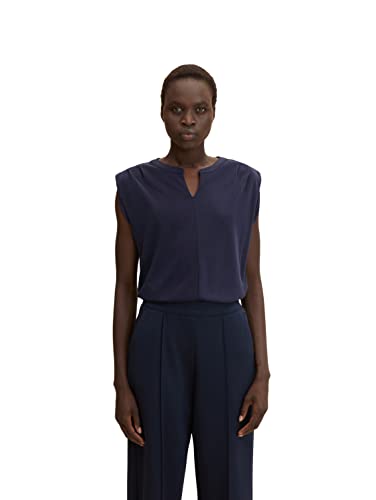 TOM TAILOR Damen Top mit Schulterpolstern 1033079, 30025 - Navy Midnight Blue, XL von TOM TAILOR