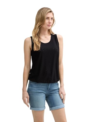 TOM TAILOR Damen 1046428 Top, 14482-Deep Black, XXL von TOM TAILOR