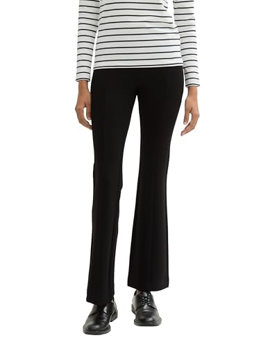 TOM TAILOR Damen Treggings Hose mit Schlag, 14482 - Deep Black, 40/30 von TOM TAILOR