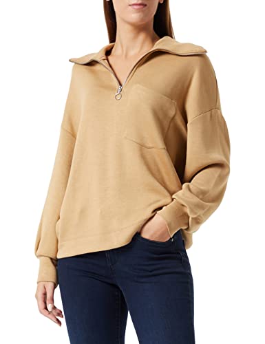 TOM TAILOR Damen Troyer Sweatshirt 1032616, 27841 - Soft Light Camel, 3XL von TOM TAILOR