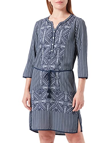 TOM TAILOR Damen Tunic Kleid mit Allover-Print 1027298, 25701 - Navy White Ethno Design, 38 von TOM TAILOR