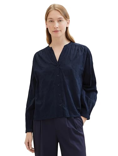TOM TAILOR Damen Tunica Bluse mit Muster, 34815 - Navy Tonal Embroidery, 42 von TOM TAILOR