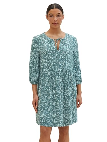 TOM TAILOR Damen Tunica Kleid mit Bindedetail, 34840 - Green Abstract Leaf Print, 42 von TOM TAILOR